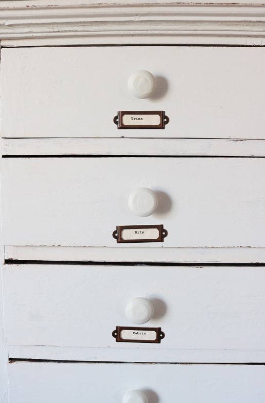 Craft room Labeled drawers