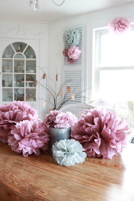 Valentine Neutral Decor with Paper Flowers
