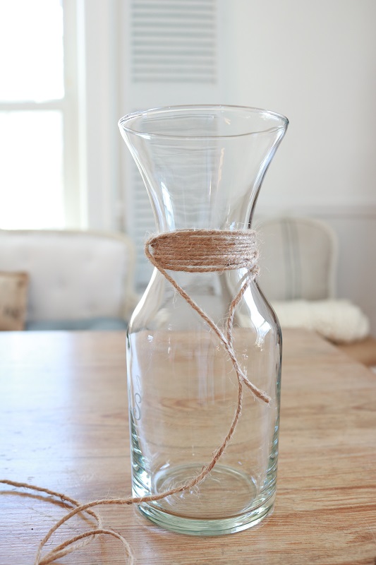 Farmhouse-style vases with twine