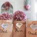 Valentine love sacks assembled with paper flowers feature