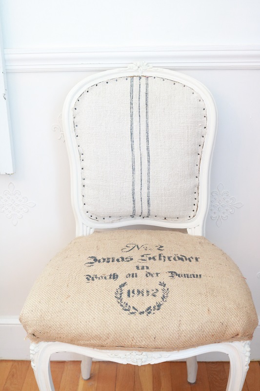French Chairs - grain sack chair seat - feature