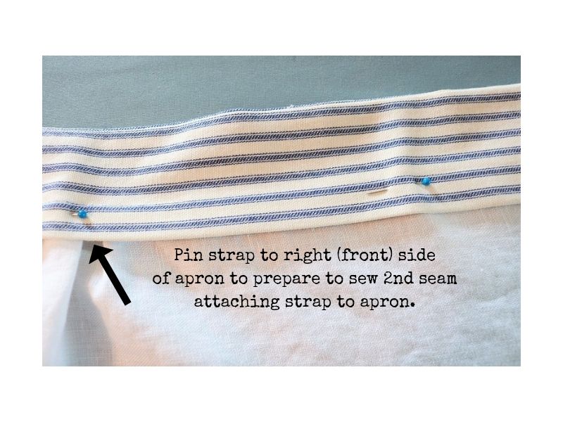 Simple Apron - strap pinned to apron for second seam