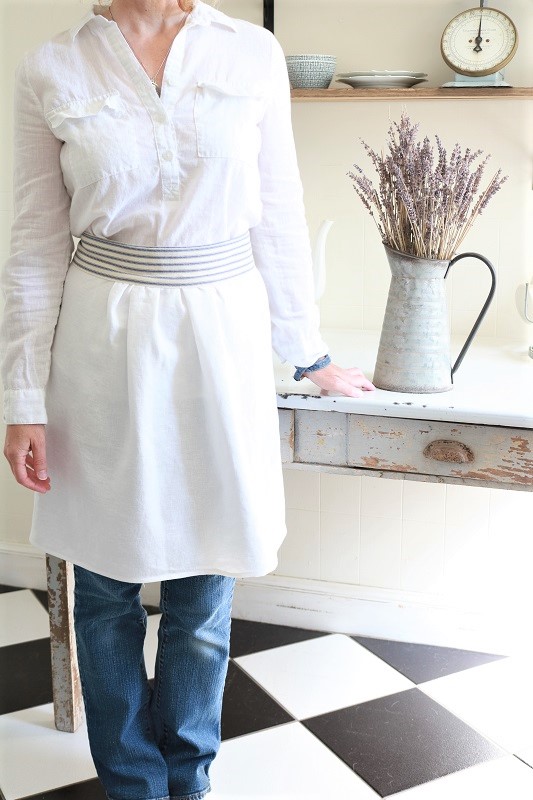 Simple Apron - wearing in kitchen full length