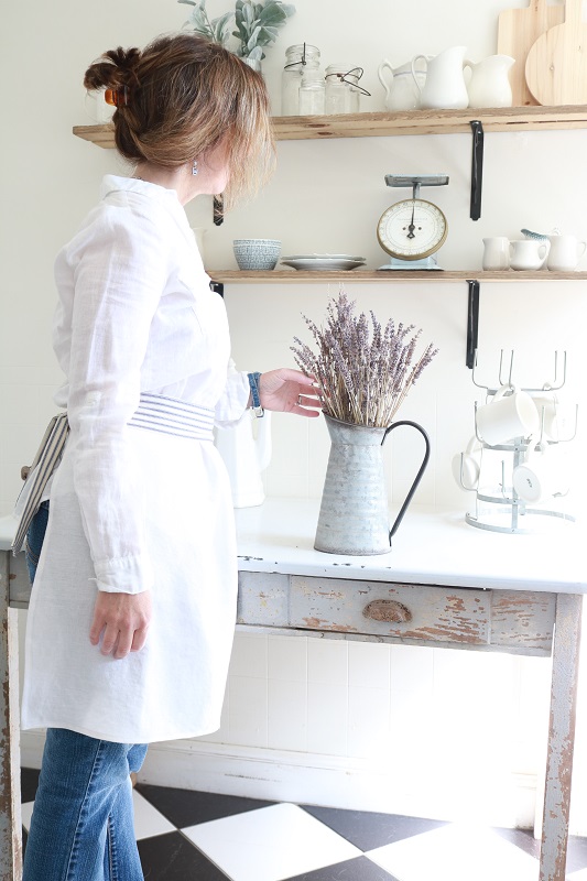 Simple Apron - wearing in kitchen