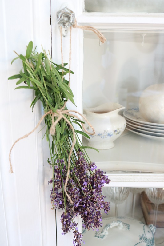 Lavender Harvest - hanging on cabinet closeup