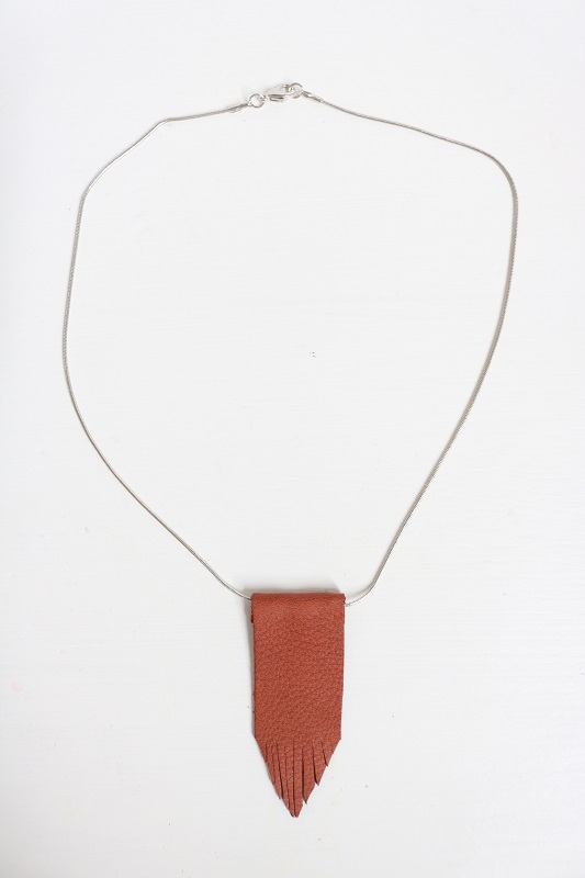 Leather Fringe Necklace - finished necklace