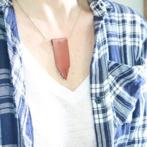 Leather Fringe Necklace - worn close up - feature