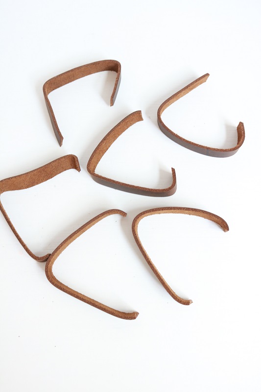 Leather Napkin Rings - cut pieces of leather strips