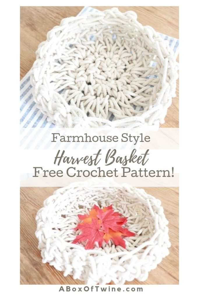 Crochet Rope Basket - free pattern, harvest basket Pin C