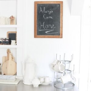 Modern Farmhouse Kitchen - view toward cafe bakery cart counter