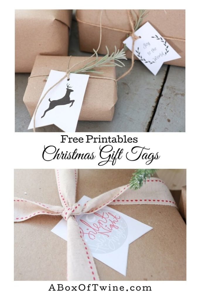 Free Printables for Christmas gift tags.  Embellish your Christmas gifts with these free Farmhouse Style gift tags. #christmasgifttags #farmhousechristmas