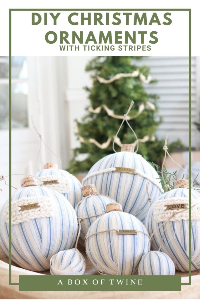 DIY Christmas Ornaments - ticking stripes - Pin A