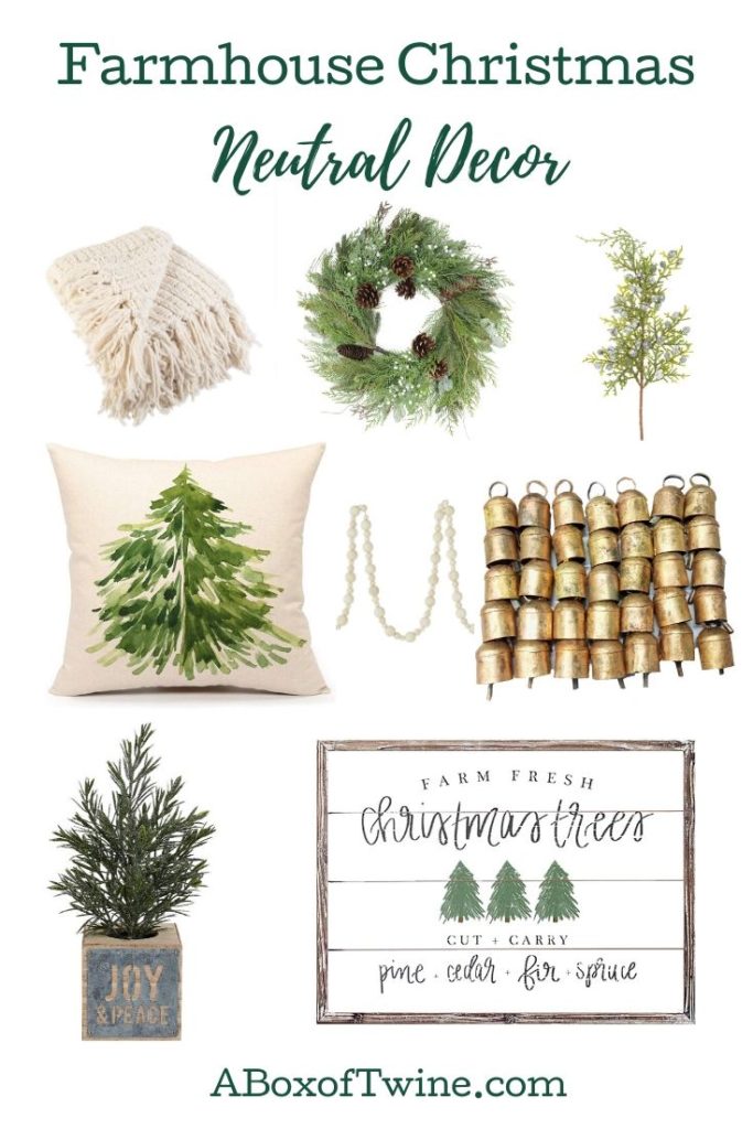 Farmhouse Christmas decor finds for a neutral look - fabulous picks for a cream, green, white, rustic farmhouse Christmas this year! #farmhousechristmas #farmhouseneutrals #christmasdecor