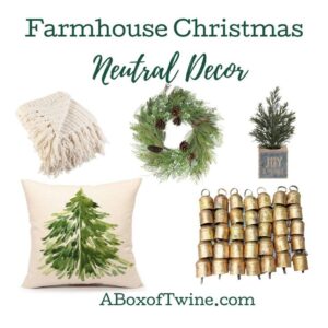Farmhouse Christmas decor finds for a neutral look - fabulous picks for a cream, green, white, rustic farmhouse Christmas this year! #farmhousechristmas #farmhouseneutrals #christmasdecor
