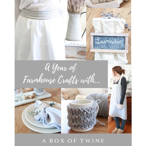 Get your free guide of farmhouse style crafts from A Box of Twine blog. It's filled with seasonal craft projects with farmhouse style. #farmhousestyle #farmhousecrafts