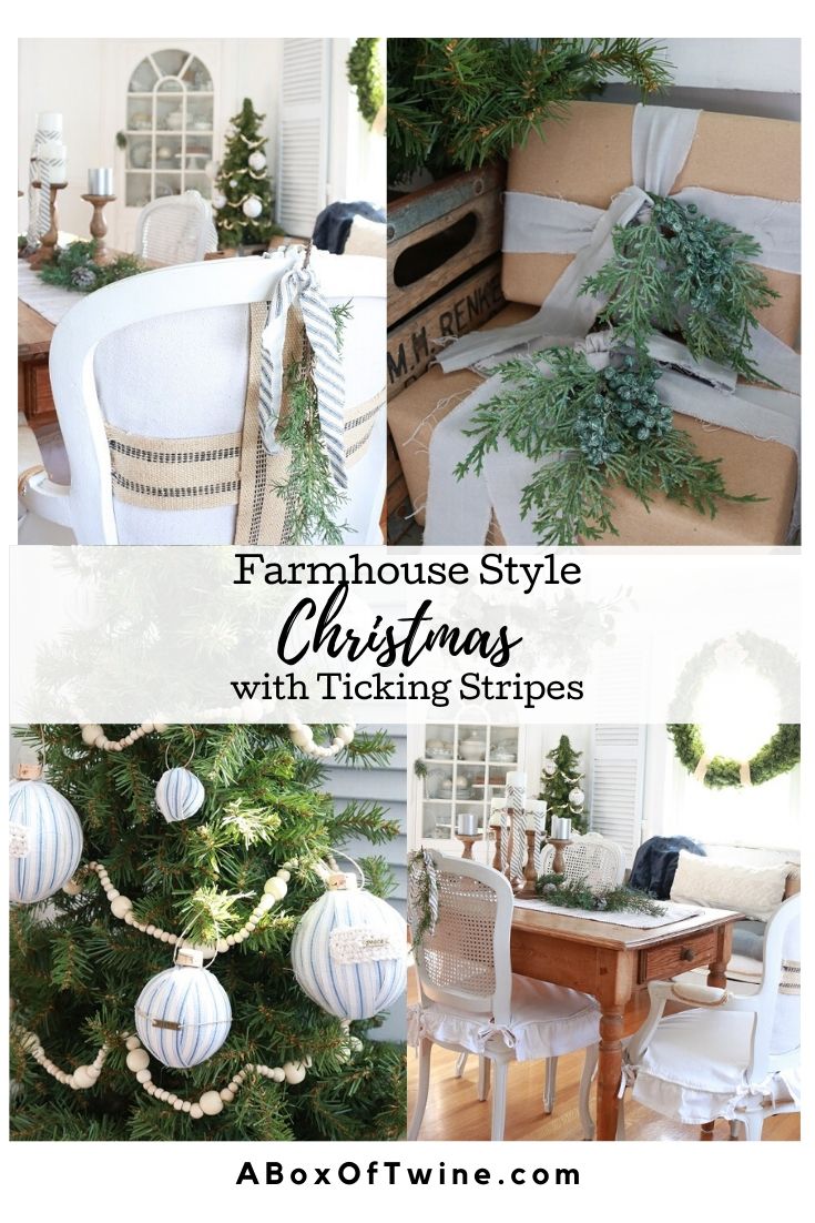 Farmhouse Christmas with Ticking Stripes - A BOX OF TWINE