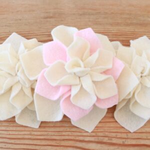 Felt Dahlia - cream flowers on table