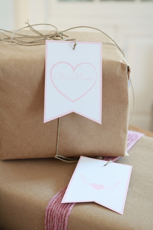 Valentine Gift Tags - pink tags with pink yarn