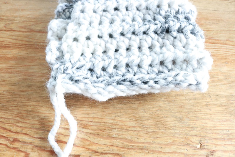 Crochet Ribbed Cowl - right sides together completed seam