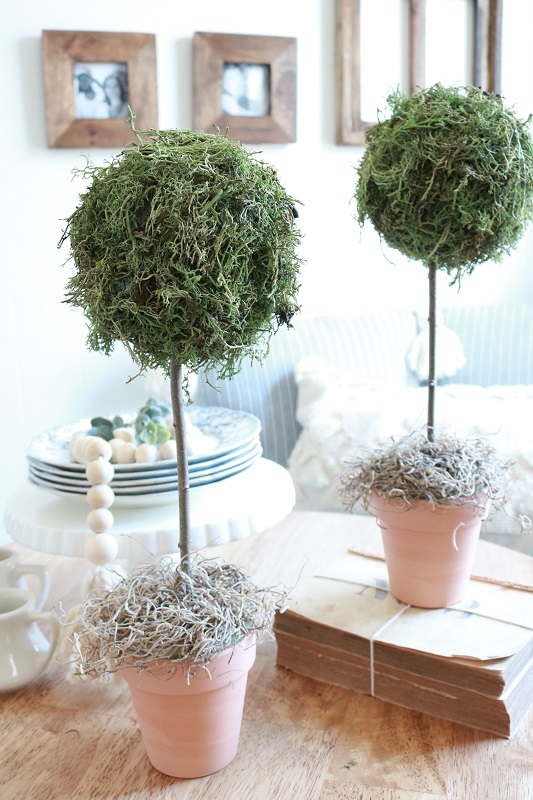 DIY Faux Topiaries - finished topiaries