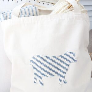 Farmhouse Style Ticking Stripe Canvas Bag - finished bag