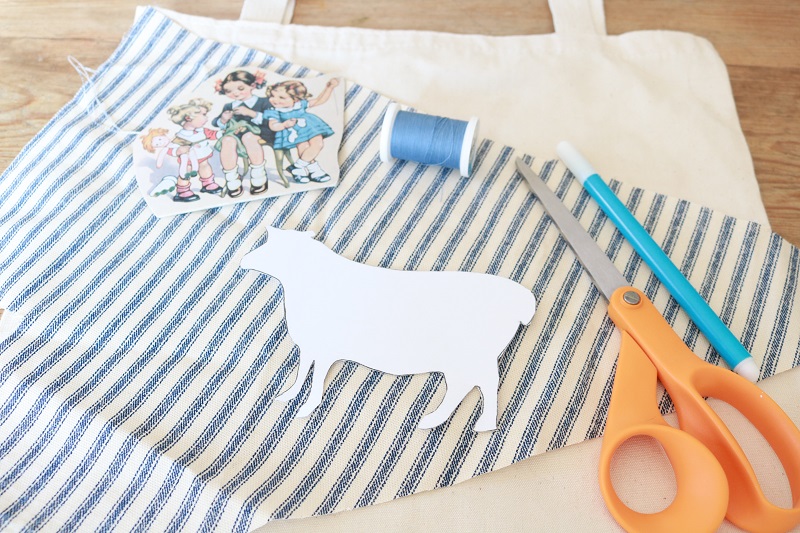 Farmhouse Style Ticking Stripe Canvas Bag - supplies