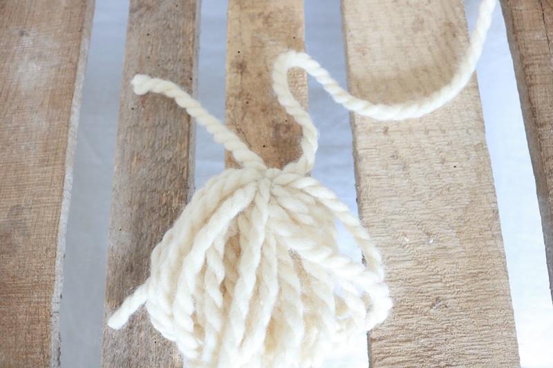 Farmhouse Style Wood Bead Garland Tassel - tie yarn on loops