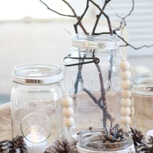 Upcycle Mason Jar to Hygge - displayed in wood bowl closeup