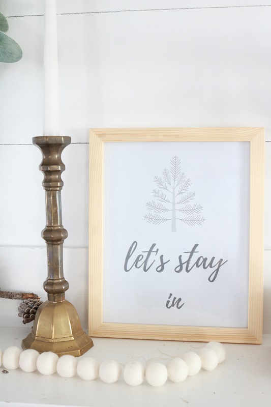 Winter printable - on mantel with brass candlestick
