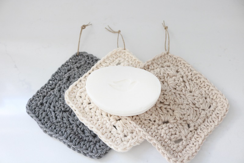 Crochet Scrubbies - trio with soap