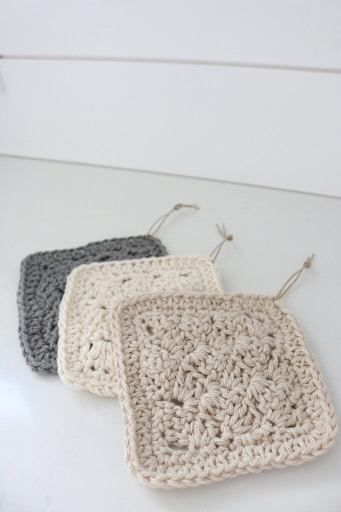 Crochet Scrubby Pattern - trio lined up 1200px