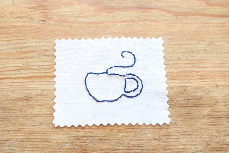 Farmhouse Style Tea Towel - white patch trimmed with finished tea cup