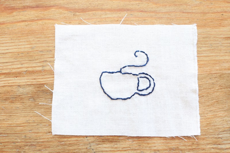 Farmhouse Style Tea Towel - white patch with finished tea cup