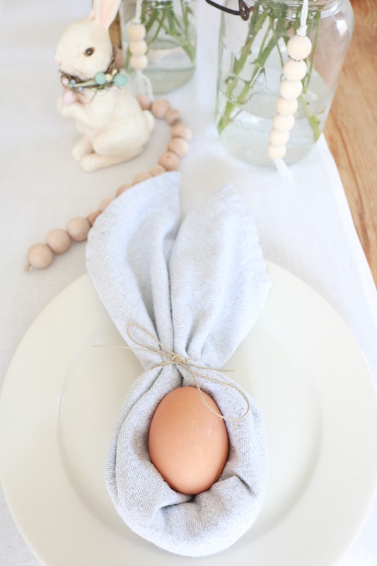 Scandinavian Inspired Easter Table - table setting, closeup of egg