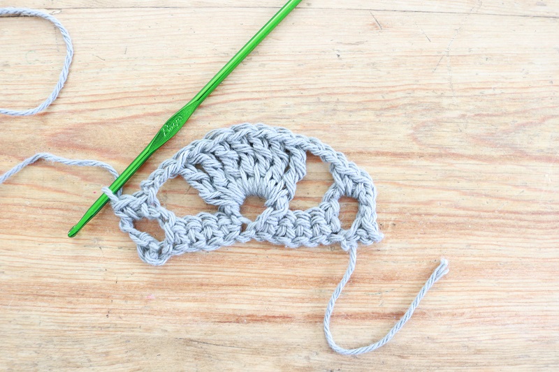 Boho Style Crochet Necklace - after row 2