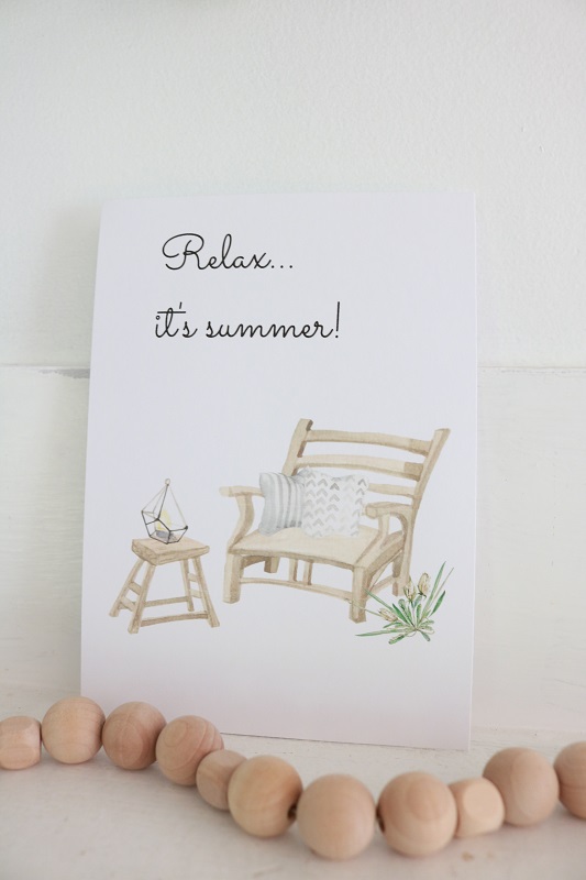 Summer Printable Wall Art - chair printable on mantel