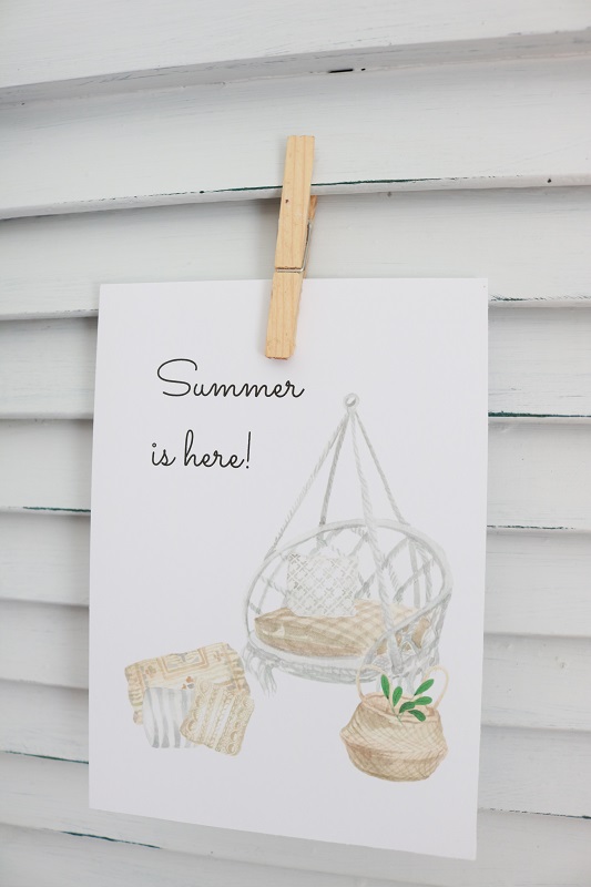 Summer Printable Wall Art - swing printable on shutter