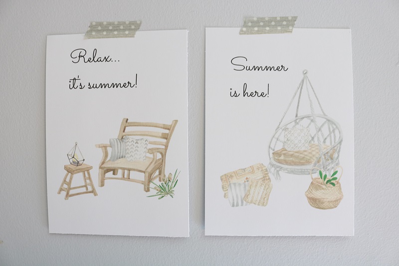 Summer Printable Wall Art - two printables on wall side by side