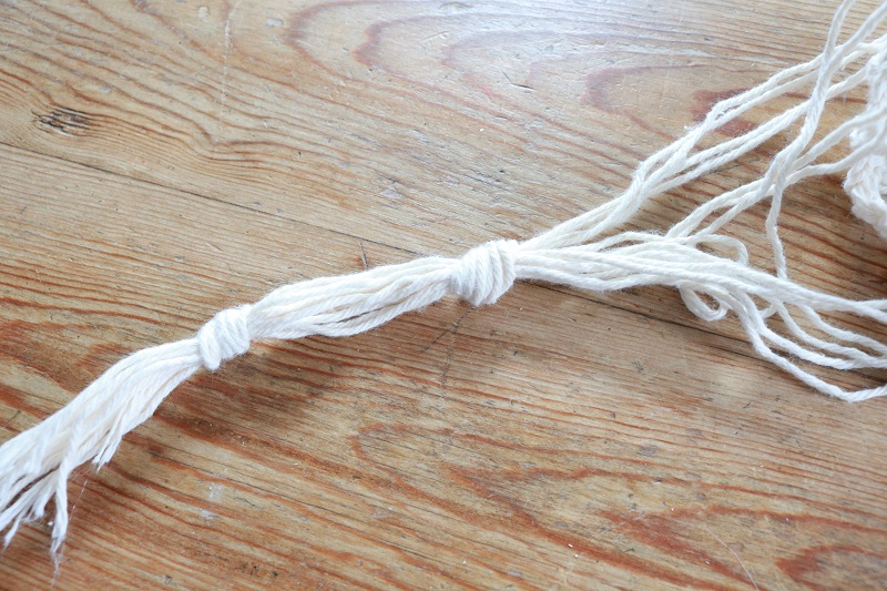 Crochet Vase Hanger - after tying knots