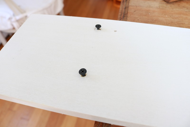 DIY Open Shelving -attach screws into holes for brackets