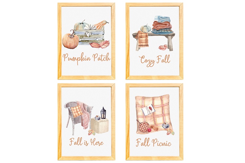 Cozy Fall Wall Art - mockup of collection