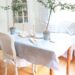 DIY Hand Dyed Tablecloth, No Sew Tablecloth - table view from afar
