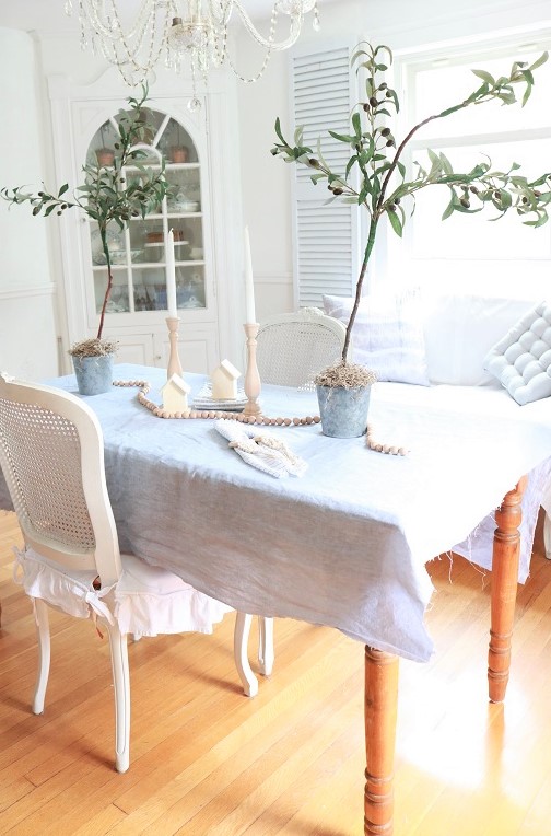 DIY Hand Dyed Tablecloth, No Sew Tablecloth - table view from afar