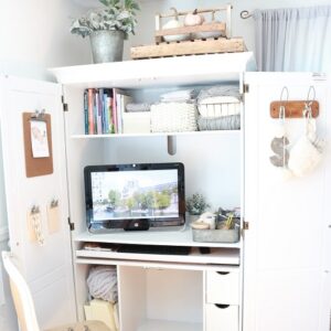 Upcycled Computer Armoire - after photo, open doors feature