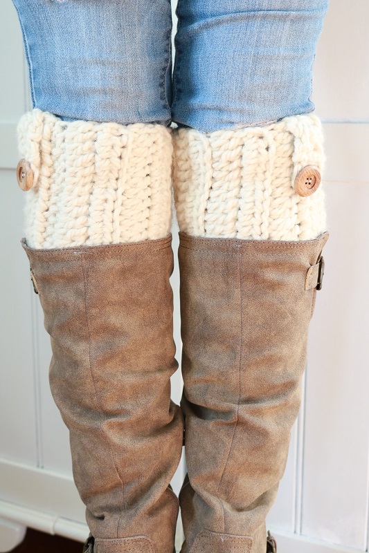 Crochet Boot Cuffs with Buttons - front view