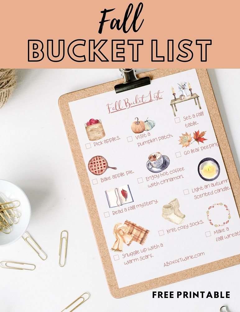Fall Bucket List, Free Printable - Pin B