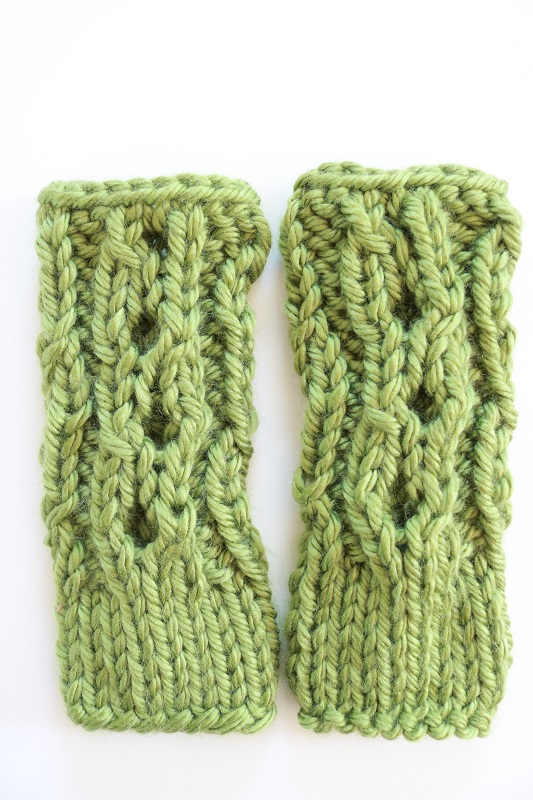 Chunky Knit Hand Warmers - finished pair of hand warmers