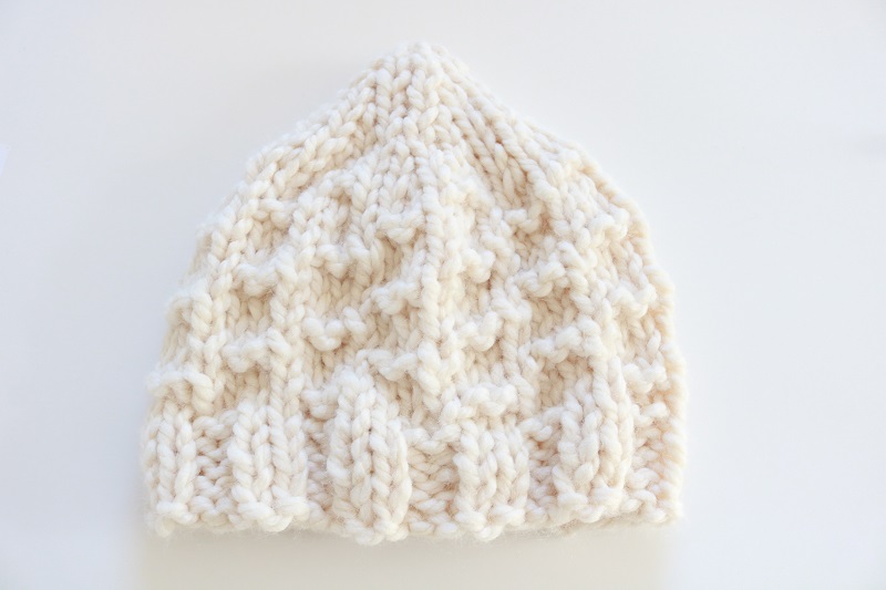 Chunky Knit Beanie Hat - view of finished hat, front