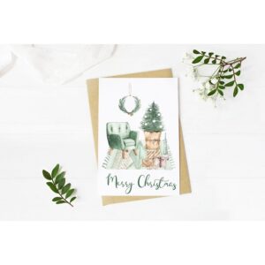Mockup - Green Christmas setting Card, Resized