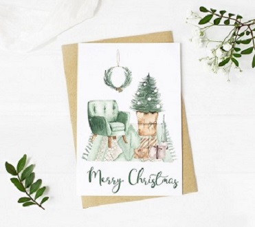Mockup - Green Christmas setting Card, Resized, cropped